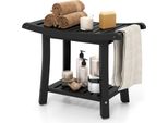 Costway 60,5X34X48 Cm Panca Da Doccia Bagno, Panca Con Ripiano, Sgabello Da Bagno 170 Kg Di Portata, Panca Da Bagno Sedia Da Doccia, Sgabello Per Doccia (Nero)