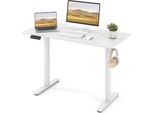Costway 120X60 Cm, Scrivania Elettrica Regolabile In Altezza Con Ganci, Gestione Dei Cavi, Funzione Memoria E Protezione Anticollisione (Bianco)