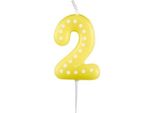 Amscan Numero Candela 2 Cera 6,5 Cm Giallo