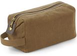 Quadra QD651 | Borsa Da Toilette Heritage In Tela Cerata Wash, 12 X 25 X 11 Cm - Colore: Desert Sand - Dimensioni: 25 X 13 X 11 Cm