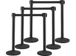 Nastro Di Guida Per Il Personale - Set Di Paletti Di Sbarramento - 6 Pezzi, 2 M X 48 Mm - Nero - Nastro Retrattile - Paletti Di Sbarramento Per Il Personale - Ideale Per Aeroporti, Fiere, Luoghi Di Competizione
