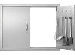 Porta Di Accesso Per Barbecue - Doppia Porta Esterna Per Cucina - Acciaio Inox - Porta Verticale Per Isola Barbecue - 787 X 609 Mm - Con Maniglie E Ganci - Montaggio A Incasso