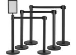 Sistema Di Guida Per Il Personale - Set Di Nastri Barriera Da 6 Pezzi - Paletti Barriera Con Segnaletica - Nastro Retrattile Da 2 M X 48 Mm - Ideale Per Aeroporti, Fiere, Luoghi Di Competizione, Ecc.