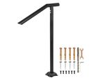 Ringhiera Per Scale In Acciaio - Corrimano Per 1-3 Gradini - Portata 150 Kg - Elegante - Per Esterni - Nero - Ideale Per Il Giardino Esterno Del Cortile - Ringhiera 102X71,3 Cm Con Tubo Di Spessore 2 Mm