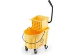 Secchio Per La Pulizia - Secchio Con Strizzatore, 26 Qt Secchio Per La Pulizia Commerciale Con Spatola Laterale, Secchio Per La Pulizia E Strizzatore Combinato Su Ruote, Pulizia Professionale/Industriale/Commerciale Dei Pavimenti, Giallo.