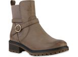 Van Hill Donna Stivali Biker Leggermente Foderati Stivaletti Scarpe Fibbie 841336, Colore: Khaki, Taglia: 36
