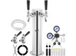 Torre Di Spillatura Per Birra - Sistema Di Spillatura In Acciaio Inox Con Due Rubinetti - Kit Di Conversione Della Birra Con Doppio Misuratore W21,8 E Raccordo Per Fusto S-System - Ideale Per Feste E Per La Casa