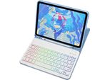 Inf Custodia Blu Per Ipad 12.9 Con Tastiera Bluetooth Rgb A 3 Colori Blu Ipad 10 10,9 Pollici
