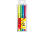 Stabilo Flash Pack Evidenziatore 4 Pz Punta Smussata Blu, Verde, Rosa, Giallo