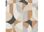 Profhome 399321-GU Carta Da Parati Retrò In Tessuto Non Tessuto Grafica Opaca Bianco Beige Nero Marrone 5,33 M2