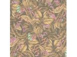Profhome 394253-GU Carta Da Parati In Tessuto Non Tessuto Floreale Jungle Marrone Opaco Beige Viola 5,33 M2