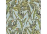 Profhome 394133-GU Carta Da Parati In Tessuto Non Tessuto Floreale Giungla Opaca Blu Verde Arancione 5,33 M2