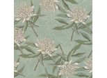 Profhome 394322-GU Carta Da Parati In Tessuto Non Tessuto Floral Opaco Blu Verde Bianco 5,33 M2
