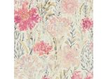 Profhome 396952-GU Carta Da Parati Floreale In Tessuto Non Tessuto Opaco Bianco Rosa Verde Grigio 5,33 M2