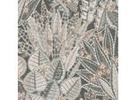Profhome 396533-GU Carta Da Parati In Tessuto Non Tessuto Floral Opaco Nero Marrone Grigio Bianco 5,33 M2