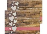 Tovagliette Tessili Cloth Cuori Nastri Legno Set Di 2 45X30 Cm