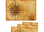 Tovagliette Tessili Cloth Mappa Bussola Nave 4Pz 45X30 Cm