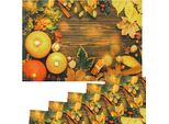 Tovagliette Tovagliette In Tessuto Zucche Foglie Cannella Legno 6Pcs