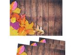 Tovagliette Tessuto Fogliame Foglie Legno Colorato 4Pz
