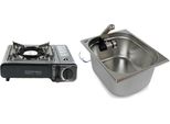 Lavello Da Campeggio In Acciaio Inox 325X265X150 Rubinetto Acqua Barca Caravan Womo Cucina A Gas