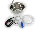 Lavello In Acciaio Inox Lavello Da Campeggio Integrato+ Scarico 28 Cm Rotondo + Accessori