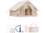 Tenda Gonfiabile Da Campeggio 3X3X2,3 M Per 4-6 Persone, Tenda Glamping 4 Stagioni In Oxford 300D Con Pompa A Mano E Attacco Per Stufa, 2 Porte E 4 Finestre A Rete - Inclusa Borsa Per Il Trasporto