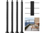 Paletto Per Ringhiera Con Cavo In Acciaio Inox 106,7X3X5Cm - Paletto Per Ringhiera A Fori Orizzontali - 4JZLGZXHS106REP67001V0 Paletto Per Ringhiera Per Terrazze E Balconi Esterni