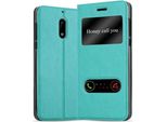 Cadorabo Custodia Protettiva Per Nokia 6 2017 Cover In Turchese Custodia Del Telefono Cellulare Custodia A Libro Custodia