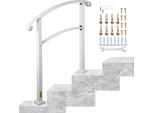 Ringhiera A 3 Gradini Per Scale Esterne, Adatta Per 1 O 3 Gradini, Bianco Opaco, Corrimano In Ferro Con Kit Di Installazione, Corrimano A Gradini Per Esterni