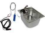 Lavello In Acciaio Inox Lavello Da Campeggio Integrato 325X265X150 + Rubinetto Pompa 12V