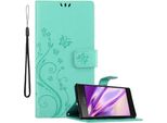 Cadorabo Cover Per Sony Xperia XZ1 Cover Protettiva In Turchese Cover Protettiva Cover Telefono Cellulare Cover Fiori Custodia Fiore