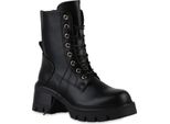 Van Hill Donna Stivaletti Stringati Scarpe Suola Profilata 841841, Colore: Nero, Taglia: 37