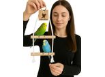 Amaca Doppia Naturale In Legno Di Betulla Per Piccoli Pappagalli Da Parrotplanet
