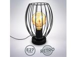 B.K.Licht, Lampada Da Comodino Con Paralume In Filo Metallico, Attacco Per Lampadina E27 Non Inclusa, Lampada Da Tavolo Vintage, Altezza 25.6Cm, Interruttore Sul Cavo, Metallo Nero