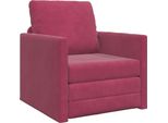 Vidaxl Divano Letto 60Cm In Velluto Rosso Vino