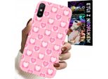 Custodia Per Xiaomi Redmi 9A - Cuori Griglia Rosa Custodia + Vetro