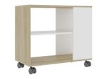 Vidaxl Tavolino Bianco E Rovere Sonoma 70X35X55 Cm Materiale A Base Di Legno