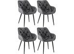 Clp Set Di 4 Sedie Tanna In Velluto Trapuntato, Blu