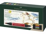 Faber-Castell 162005 Pitt Artist Pen Doppio Pennarello - Confezione Da 5 Pezzi, Assortiti