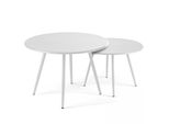Set Di 2 Tavolini Bassi Rotondi In Acciaio Bianco - Oviala Palavas