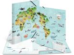 Herma 19634 Cartella Angolare Herma "Mappa Del Mondo Animale"", Cartone, Din A3"