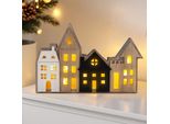 Espositore Di Città Illuminato Con 4 Case - Circa 23 X 16 Cm