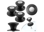 Manico Per Coperchio Di Pentola Kadax "Barletta"", Manico Per Coperchio Di Pentola In Plastica E Acciaio Inox, 3 Pezzi, Nero"