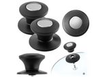 Manico Per Coperchio Di Pentola Kadax "Barletta"", Manico Per Coperchio Di Pentola In Plastica E Acciaio Inox, 2 Pezzi, Nero"