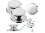 Manico Per Coperchio Di Pentola Kadax "Salerno"", Manico Per Coperchio Di Pentola In Plastica E Acciaio Inox, 2 Pezzi, Argento"