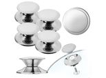 Manico Per Coperchio Di Pentola Kadax "Salerno"", Manico Per Coperchio Di Pentola In Plastica E Acciaio Inox, 4 Pezzi, Argento"