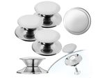 Manico Per Coperchio Di Pentola Kadax "Salerno"", Manico Per Coperchio Di Pentola In Plastica E Acciaio Inox, 3 Pezzi, Argento"
