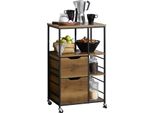 Sobuy Carrello Da Cucina Rotante Carrello Portaoggetti Multifunzionale Con 3 Cassetti E 3 Ripiani, 53X37X89Cm