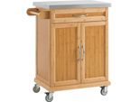 Carrello Da Cucina Sobuy Mobile Da Cucina Isola Da Cucina In Bambù Di Alta Qualità Con Piano In Acciaio Inox
