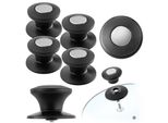 Manico Per Coperchio Di Pentola Kadax "Barletta"", Manico Per Coperchio Di Pentola In Plastica E Acciaio Inox, 4 Pezzi, Nero"